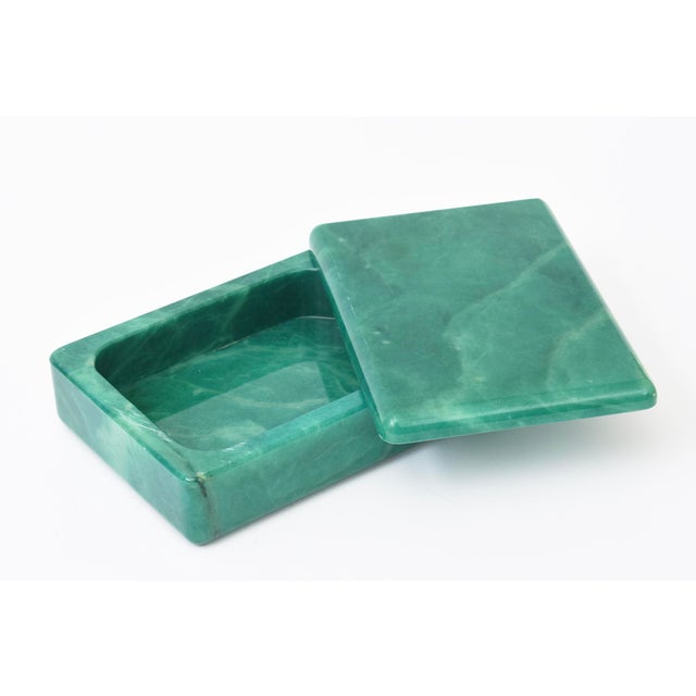 Mid-Century Modern Vintage Italian Emerald Green Swivel Alabaster Box For Sale - Image 3 of 11