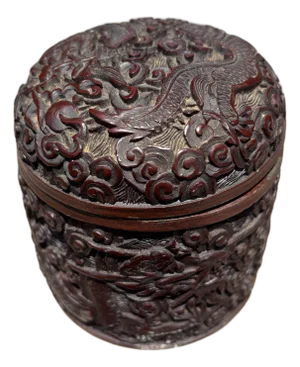 Mid 19th Century Chinese Carved Cinnabar Tea Caddy