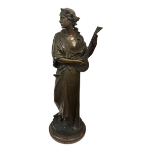 Late 19th Century Large German Bronze by Ludwig Durnbauer Woman With Lute