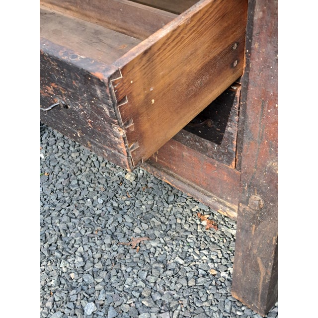Antique Industrial Carpenters Workbench Kitchen Island For Sale - Image 14 of 14