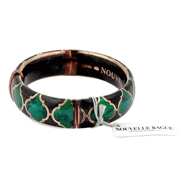 Nouvelle Bague Diamond Green Black Enamel 18k & Sterling Bracelet For Sale