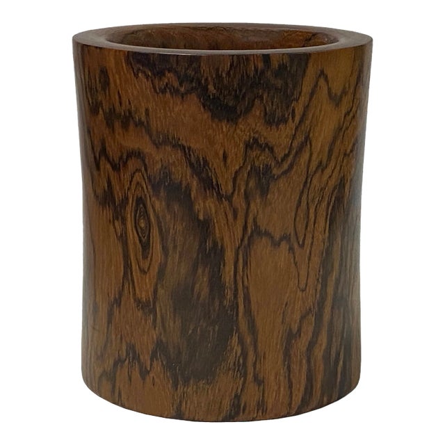 Handmade Chinese Natural Pattern Wood Brush Pen Holder / Brush Pot For Sale