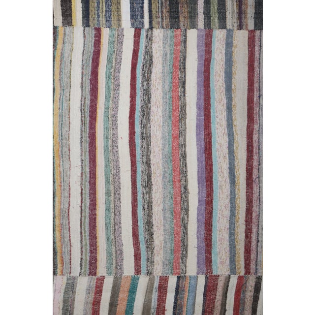 1960s Vintage Striped Turkish Flat-Weave Kilim Rag 13'1'' X 13'2'' For Sale - Image 10 of 13