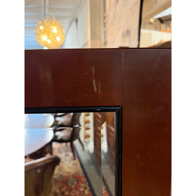 1990s Vintage Contemporary Mahogany 4-Panel Folding Room Divider Screen With Beveled Glass For Sale - Image 5 of 7