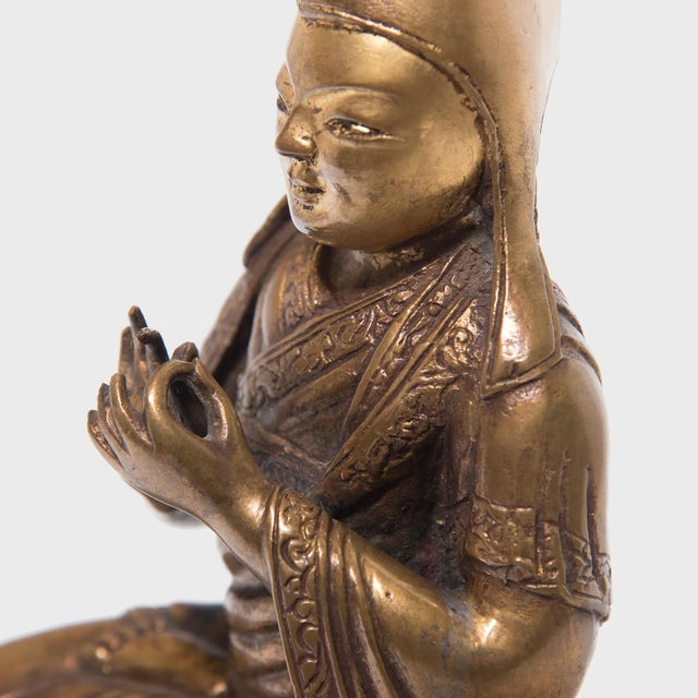 Metal Early 20th Century Tibetan Seated Lama Figure For Sale - Image 7 of 9
