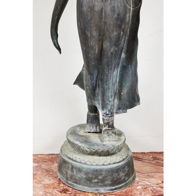 Figurative Life-Sized, Antique, Bronze, Thai Buddha For Sale - Image 3 of 6