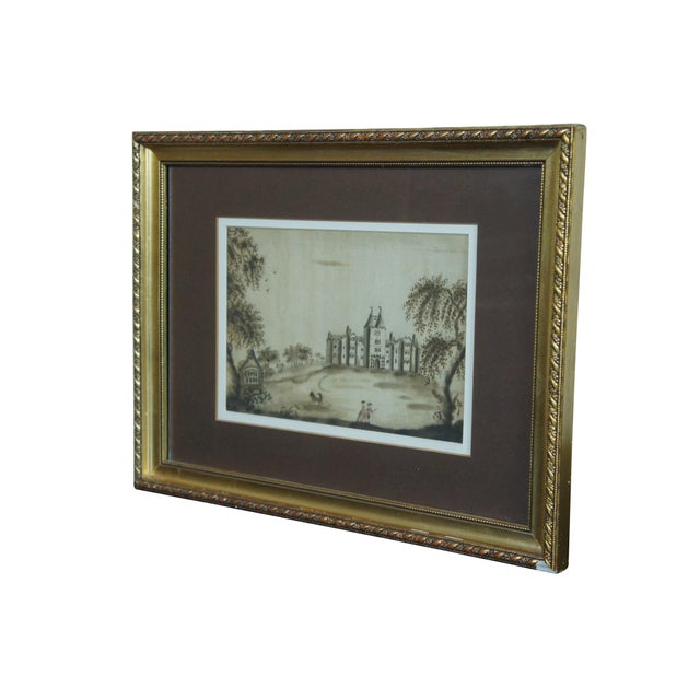 Antique late 18th century watercolor on paper landscape painting of "High Leigh, Cheshire, England" by A. Richmond, 1792....