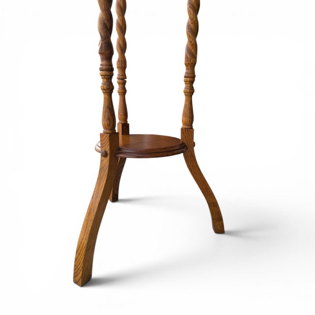 Vintage Solid Oak Barley-Twist Plant Stand For Sale - Image 15 of 16
