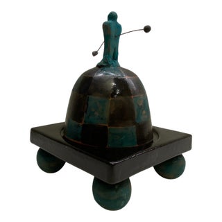 Vintage Bourbeau Limited Edition Studio Pottery Figural Sculpture / Covered Vessel For Sale