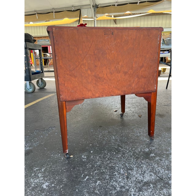 Brown Vintage Record Cabinet on Wheels For Sale - Image 8 of 10