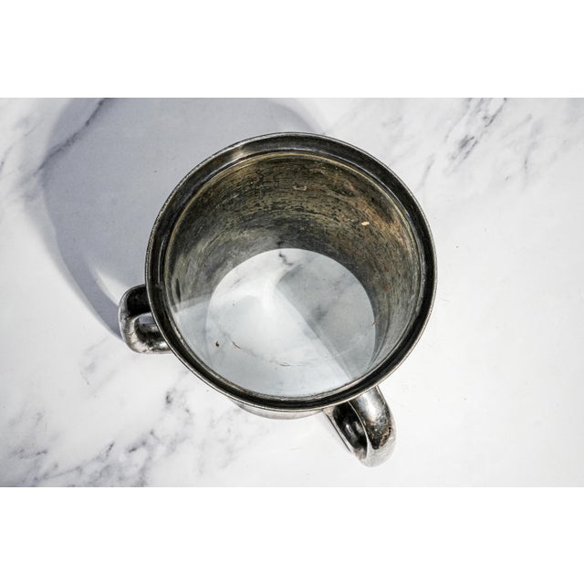 Sculptural Antique Silverplate Triple Handle Trophy Cup Sporting Award Golf Club Home Man Cave Decor For Sale - Image 9 of 9