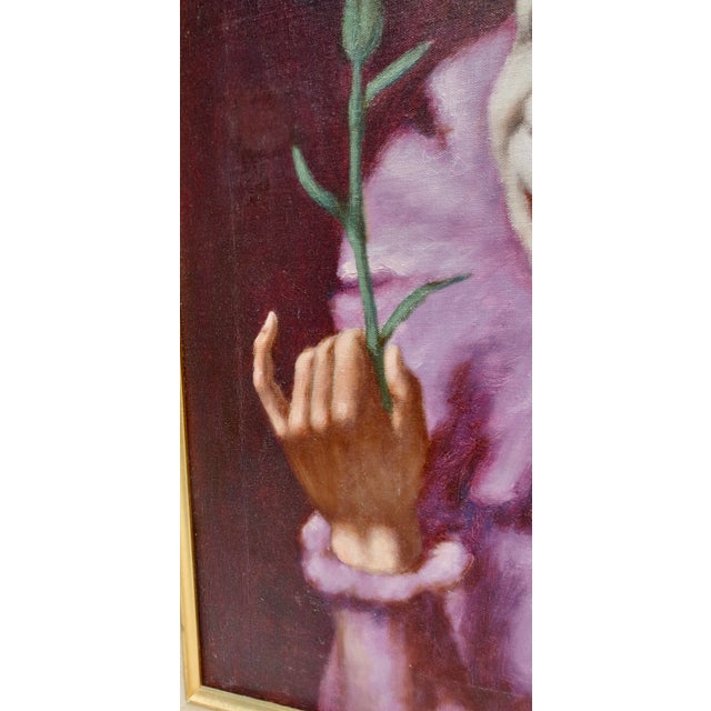 Sandor Basilides Clown With Flower for You Circa 1966 For Sale - Image 4 of 11