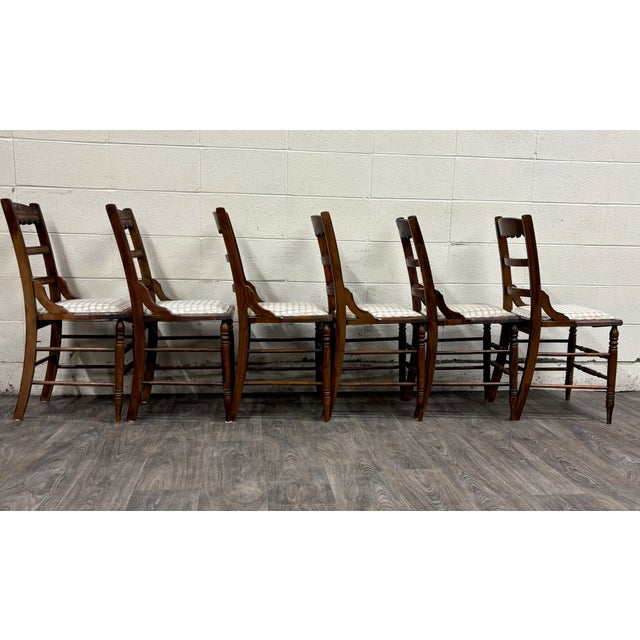 Antique Victorian Eastlake Ladderback Dining Chairs - Set of 6 For Sale - Image 12 of 17