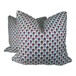 Pierre Frey "Chalfont" in Petunia 22" Pillows-a Pair For Sale