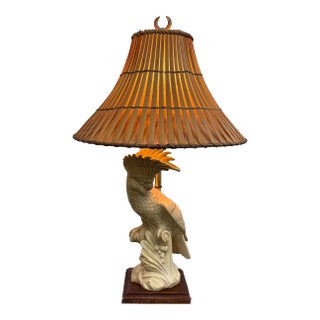 Vintage Ceramic Cockatoo Table Lamp For Sale