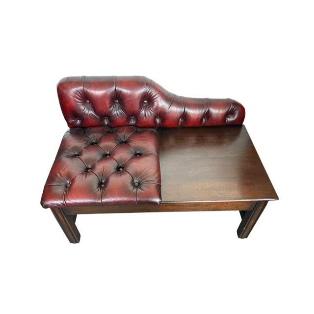 Chesterfield Telephone Bench in Leather For Sale - Image 3 of 8