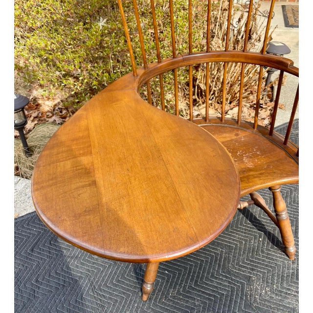Brown Pennsylvania Windsor Writing Chair Mid 20th Century For Sale - Image 8 of 12