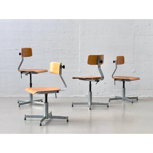 Vintage Industrial Work Chairs in Wood & Metal, 1964 For Sale - Image 15 of 15