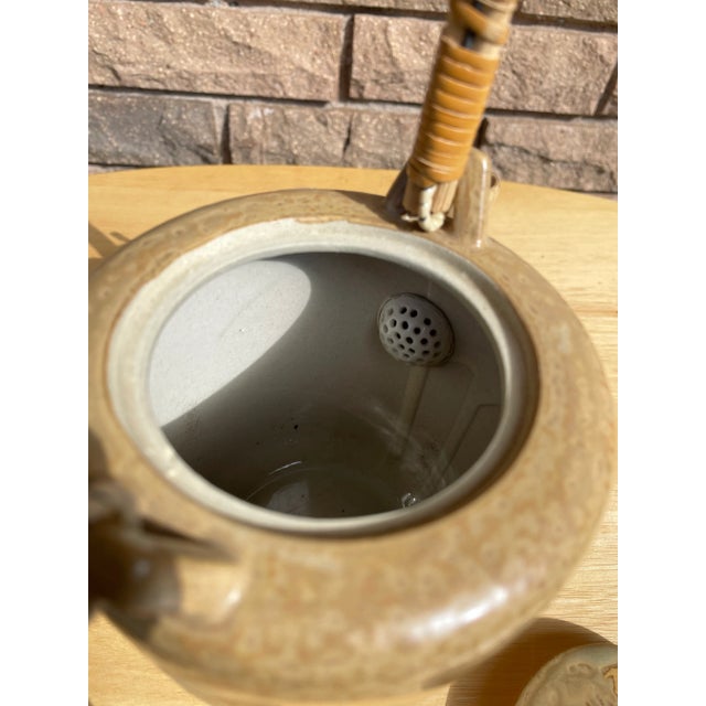 Wood Vintage Mid Century Modern Japanese Ceramic Teapot For Sale - Image 7 of 9
