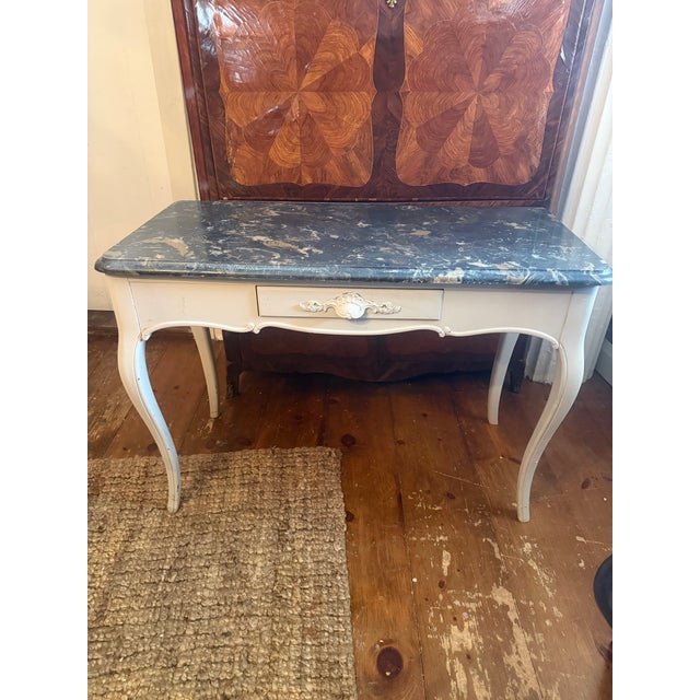 1960s Pale Gray Marble Top Louis Xv Style French Console,desk or Hall Table For Sale - Image 9 of 9