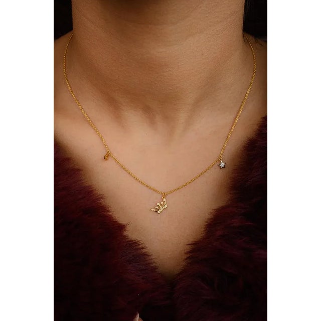 14k Gold Genuine Diamond Crown Chain Necklace For Sale - Image 4 of 8