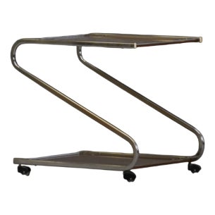 Vintage Aluminium and Plywood Bar Cart, Germany, 1980s For Sale