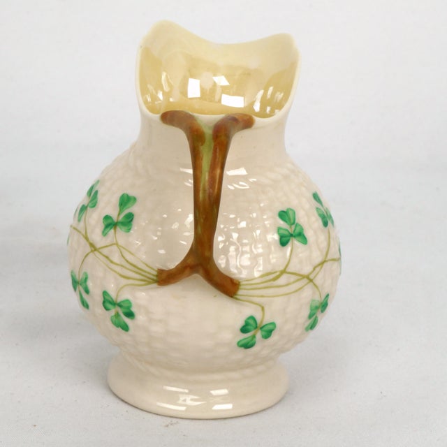 Belleek Shamrock Basketweave Irish Tea Serving Set 6th Green Mark For Sale - Image 16 of 18