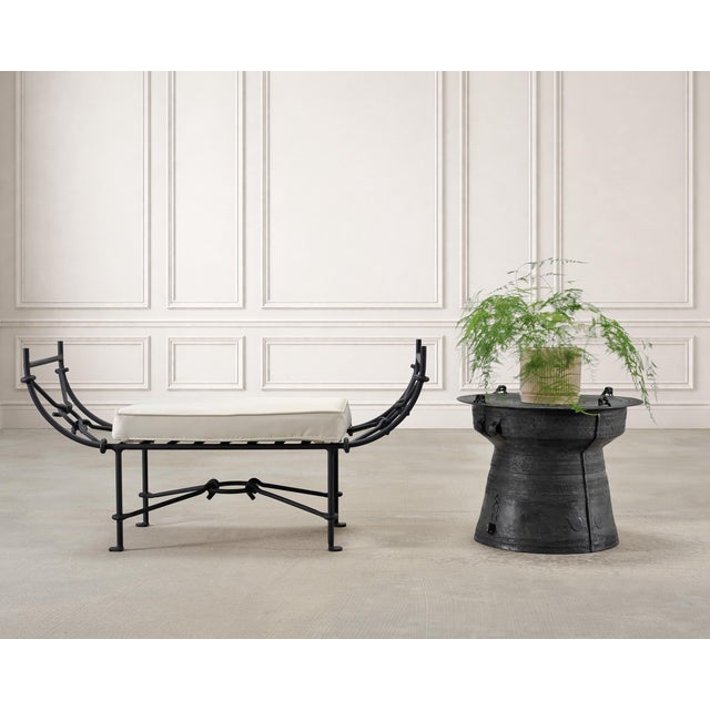 A beautifully patinated cast bronze metal frog drum, rain drum, or side drink table from Southeast Asia. The piece...