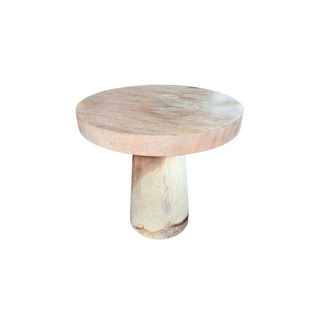 Sculptural Round Table Crafted From Solid Suar Wood, Natural Finish For Sale - Image 12 of 15