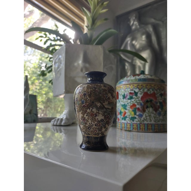 Ceramic Vintage Japanese Satsuma-Style Vase For Sale - Image 7 of 8