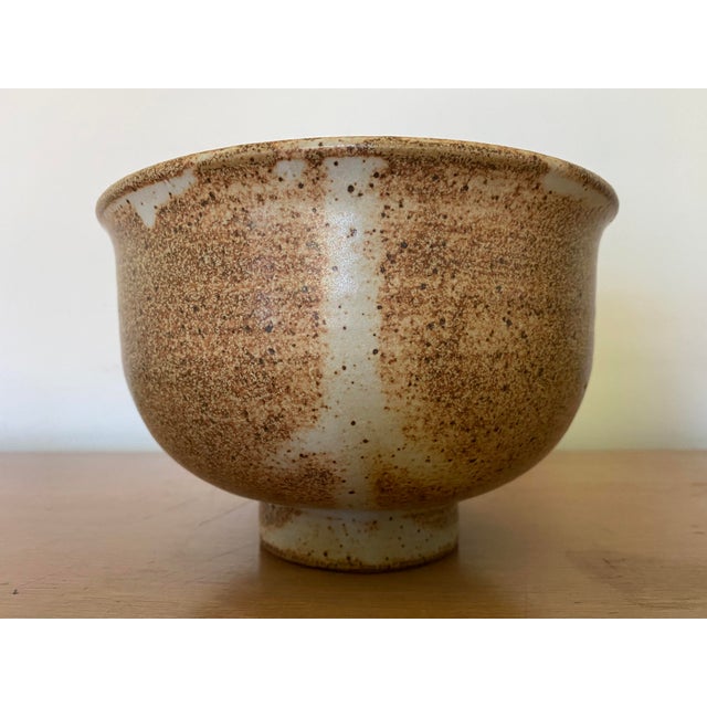 Mid- Century Footed Stoneware Bowl With Flaring Rim, Signed For Sale - Image 9 of 9