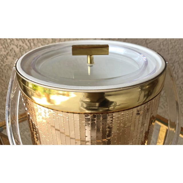 Plastic Circa 1970 Hollywood Regency-Style Mirrored Gold Foil & Lucite Ice Bucket by Georges Briard For Sale - Image 7 of 12