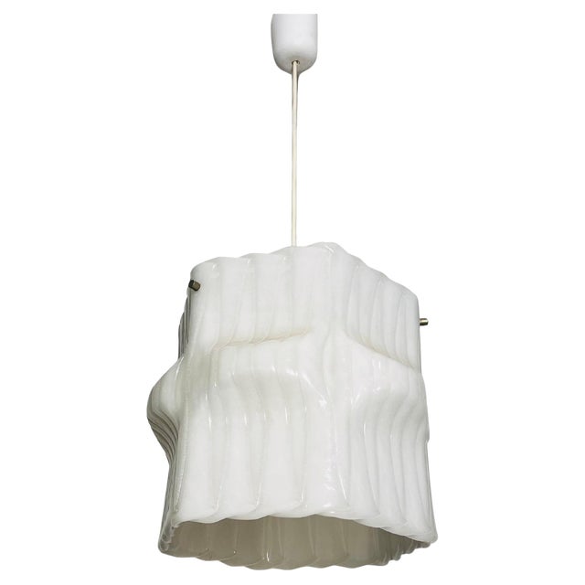 Structured White Pendant Lamp, Germany, 1970s For Sale