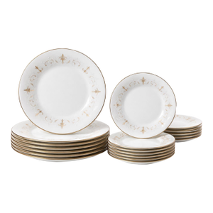 Vintage Noritake “Courtney” Japan Dinnerware Set – Raised Relief White & Gold Plates -19-Piece