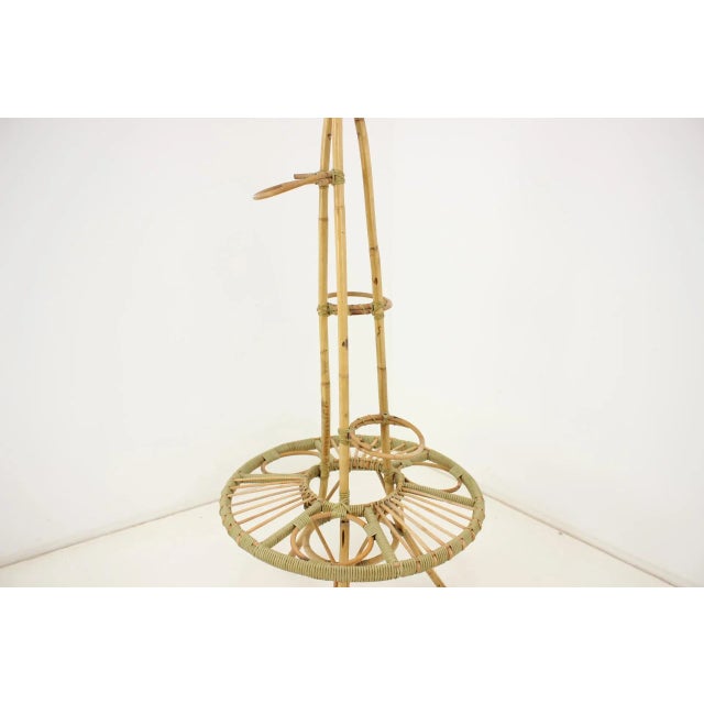 Wood Mid-Century Rattan Flower Stand, 1960s For Sale - Image 7 of 8