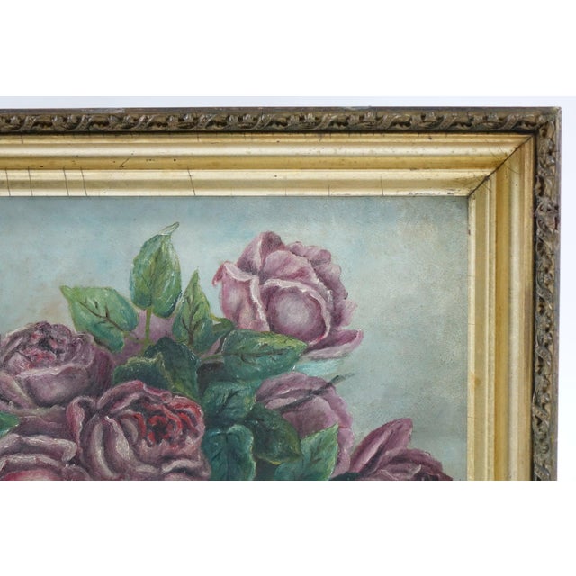 Early 20th Century Floral Still Life Original Oil on Canvas For Sale - Image 5 of 5