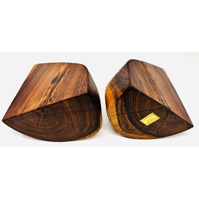 1960s Don Shoemaker Hand-Carved Cocobolo Wood Bookends a Pair For Sale - Image 11 of 14