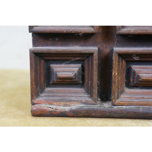 Vintage Oak Geometric Brutalist Jewelry Trinket Keepsake Chest Box 12" For Sale - Image 15 of 17