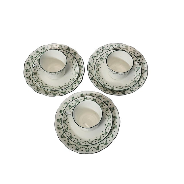 Beautiful early 1900s, circa 1914-1919, English Jackson & Gosling, Grosvenor China tea set trios, all in excellent...