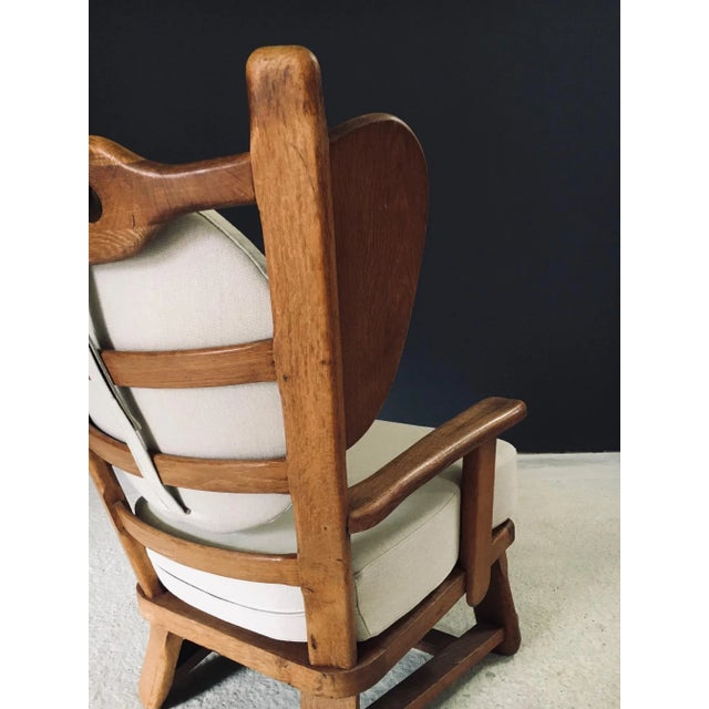 Brutalist Oak Wingback Lounge Chair, Netherlands, 1950s For Sale - Image 11 of 18