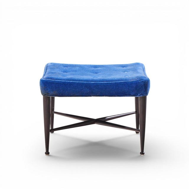 Mid 20th Century Edward Wormley for Dunbar Model 5002 Mid Century Thebes Mahogany Stools - Pair For Sale - Image 5 of 10