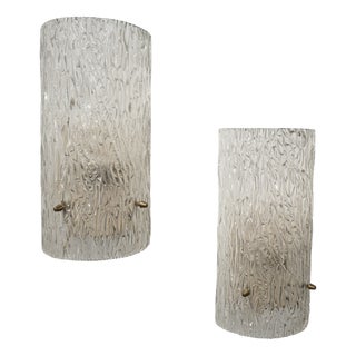 Wall Lamps in Brass and Glass from Venini, 1940s, Set of 2 For Sale