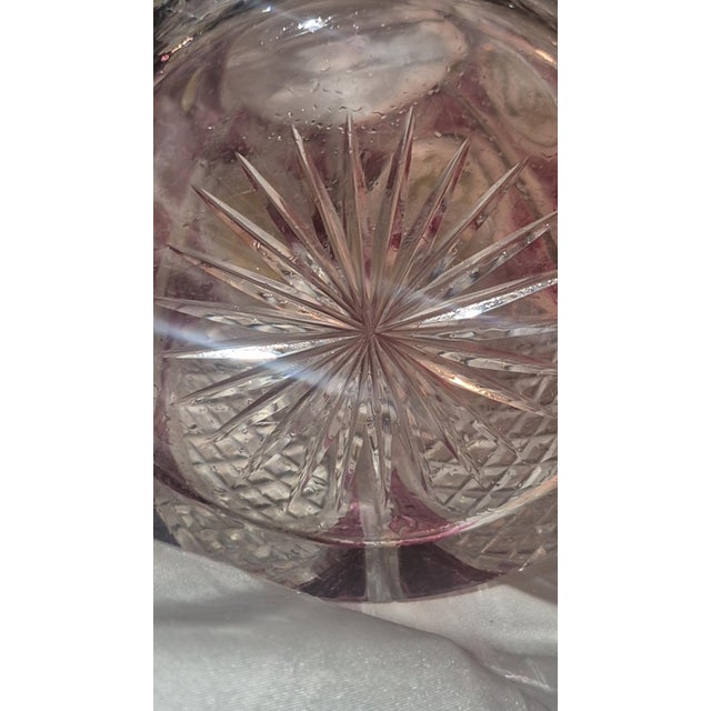 Antique Edwardian Bohemian Cut Crystal Amethyst Overlay, Raised 24k Gold Gilt Pitcher For Sale In Denver - Image 6 of 11