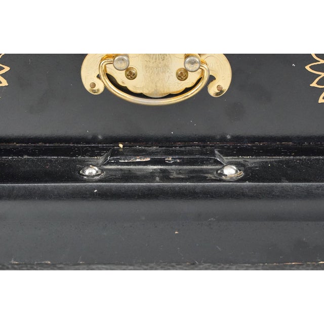 Black Late 20th Century Hand Painted Black Lacquer Chinoiserie Cabinet For Sale - Image 8 of 11