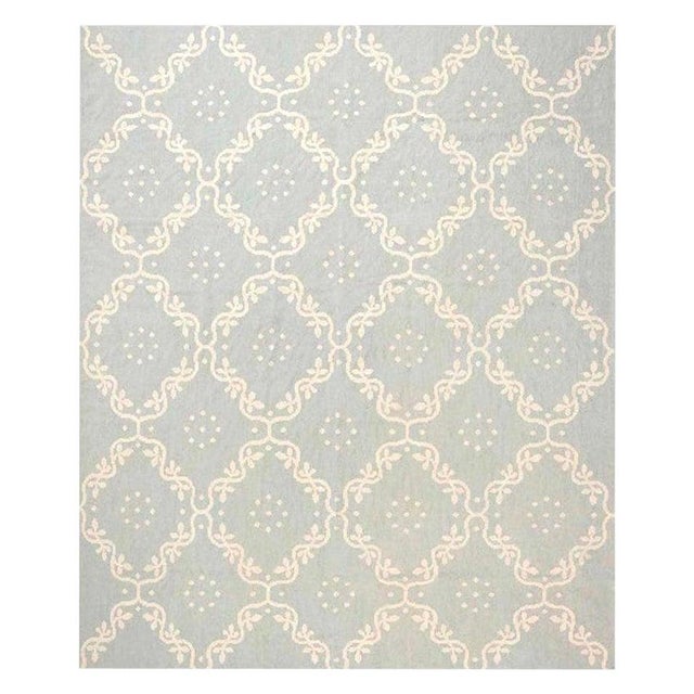 Modern Aubusson Design Blue, White Rug by Doris Leslie Blau For Sale