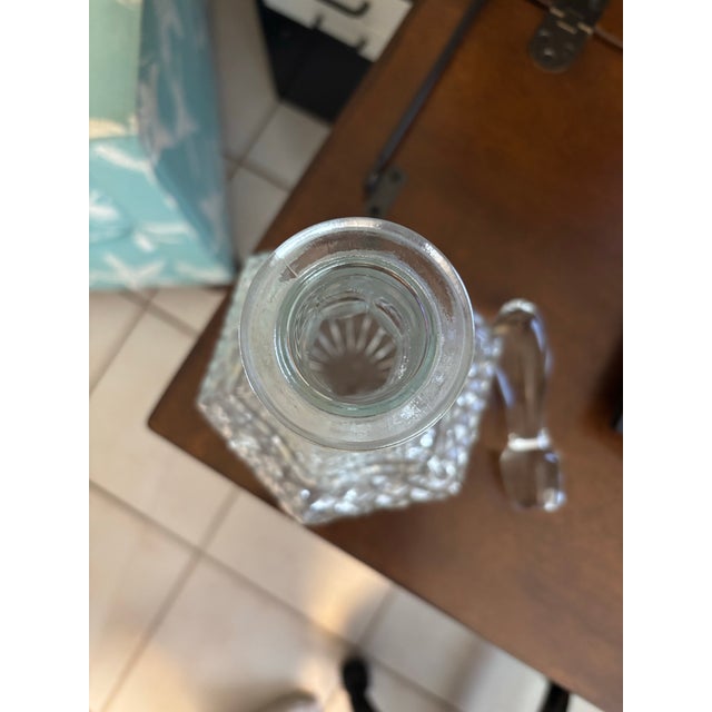 Vintage Cut Crystal Style Six-Sided Decanter With Original Stopper For Sale - Image 4 of 5