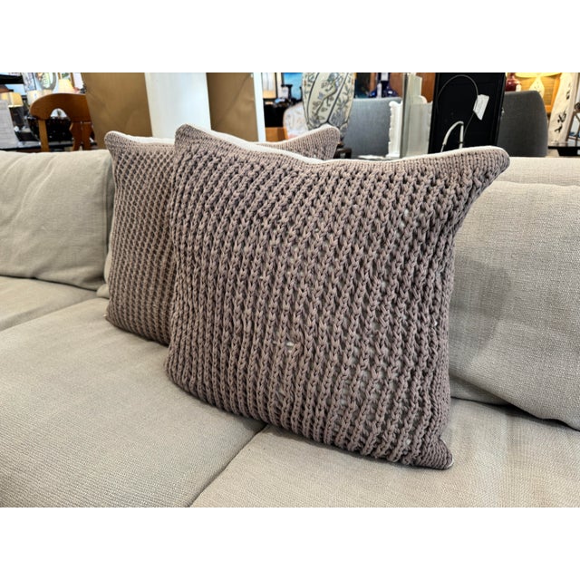 Contemporary Revelation by Uttermost Chunky Cotton Knit Throw Pillows, Pair For Sale - Image 3 of 12