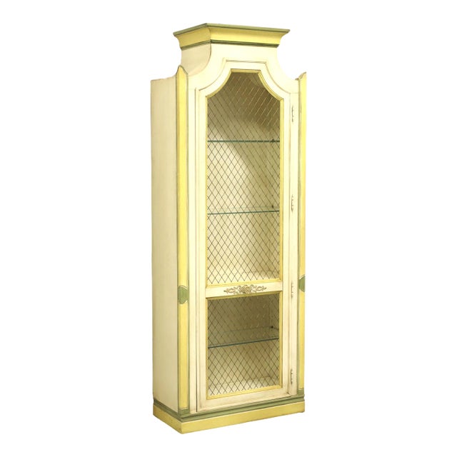 Thomasville 1960's Neoclassical Painted Curio Display Cabinet For Sale