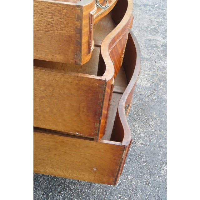 French Early 1900s Inlay Carved Dresser Bathroom Vanity and Mirror For Sale - Image 11 of 18