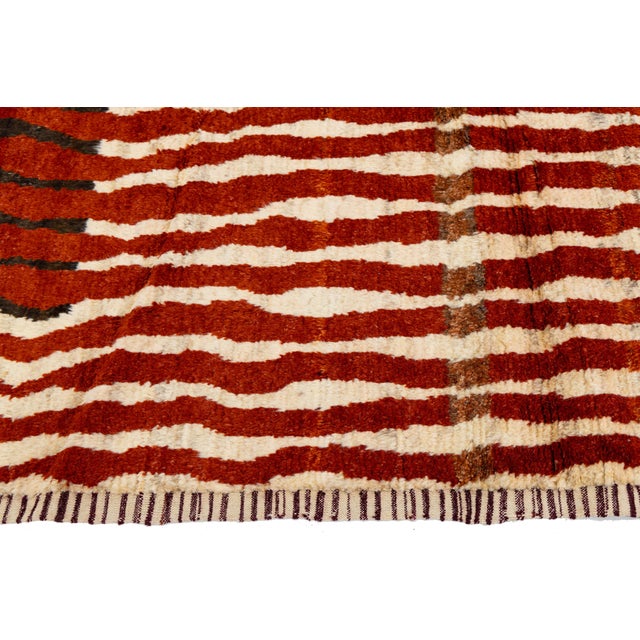 2010s 9x12 Modern Abstract Moroccan Style Wool Rug: Earthy Terracotta & Crimson For Sale - Image 5 of 11